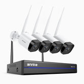 WS800 - 8MP Ultra HD 8-Kanal Funk Überwachungssystem Set mit 4 Kameras, 2,4/5,8 GHz Dual-Band WiFi Pro, Menschenerkennung, Zwei-Wege-Audio, Nachtsicht, kompatibel mit Alexa